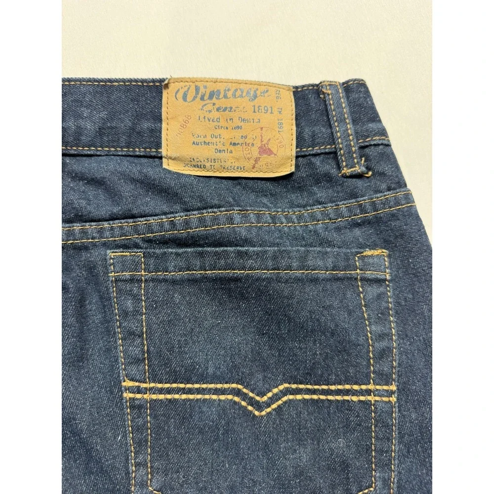 Vintage Genes 1891 Jeans Mens 32x31.5 Blue Dark Wash Denim Slim Fit Straight Leg